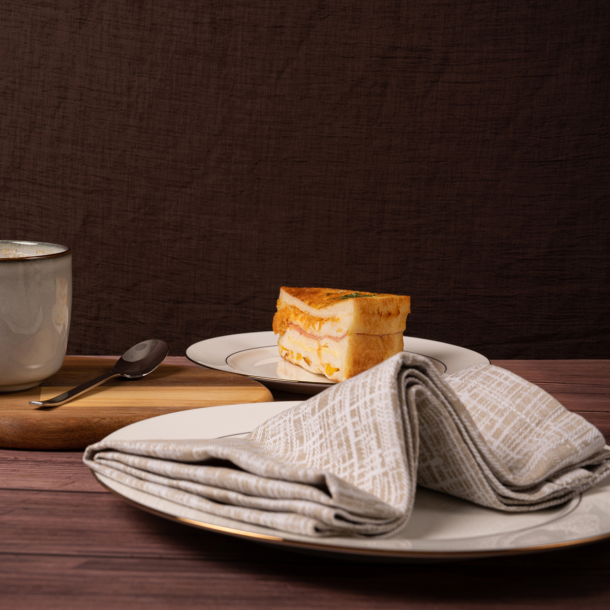 100% Cotton Grey Yarn Dyed Imitation Bamboo Yarn Napkin