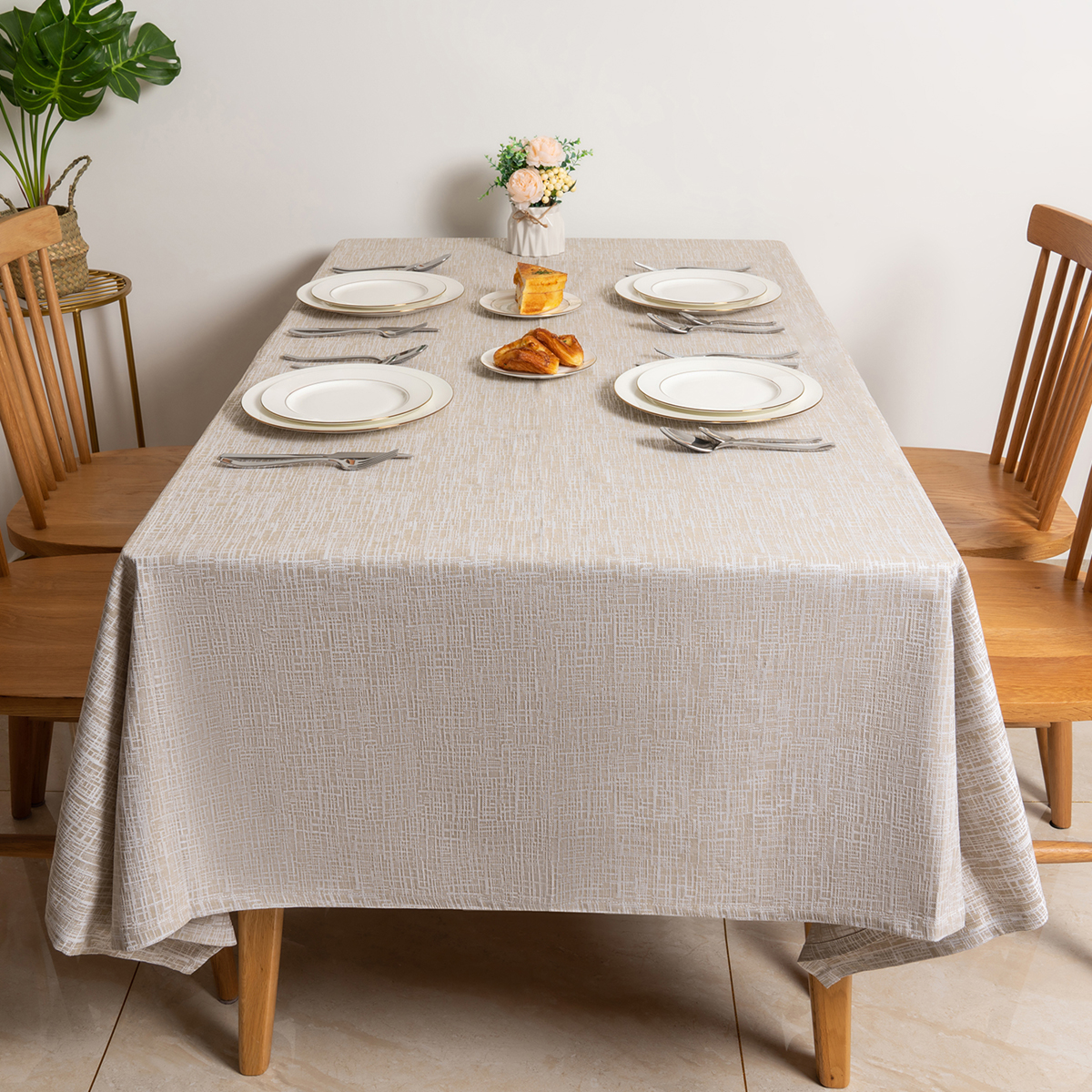 100% Cotton Grey Yarn Dyed Imitation Bamboo Yarn Tablecloth